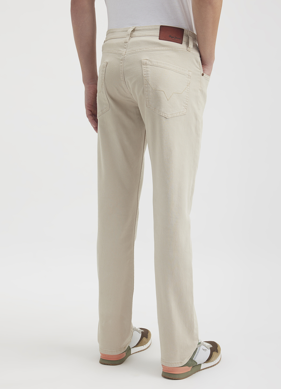 Men Beige Straight Fit Mid Rise Jeans , , large image number 3