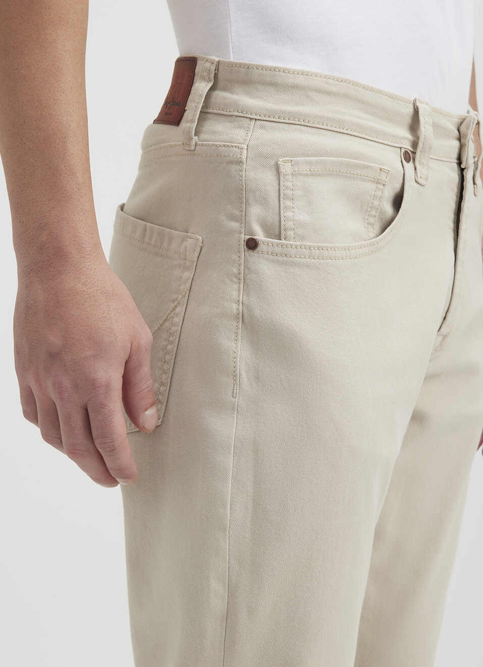 Men Beige Straight Fit Mid Rise Jeans , , large image number 4