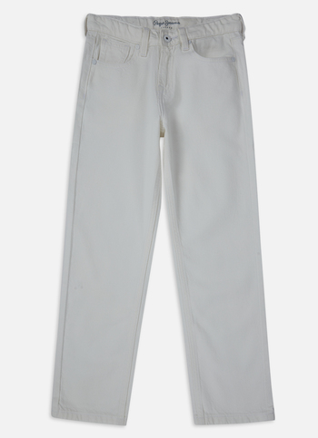 Boys Skater White Mid Rise Straight Leg Jeans