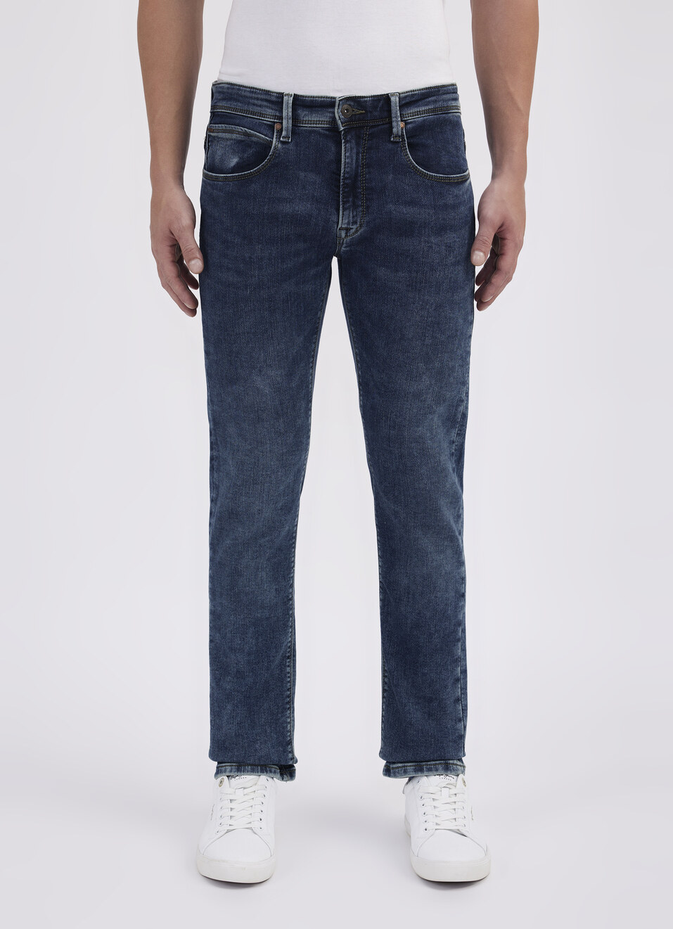 Men Blue Mid Rise Slim Powerflex Jeans, , large image number 1