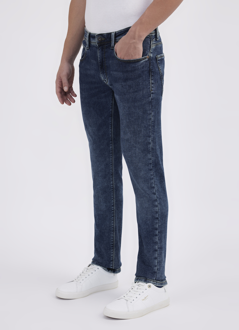 Men Blue Mid Rise Slim Powerflex Jeans, , large image number 3