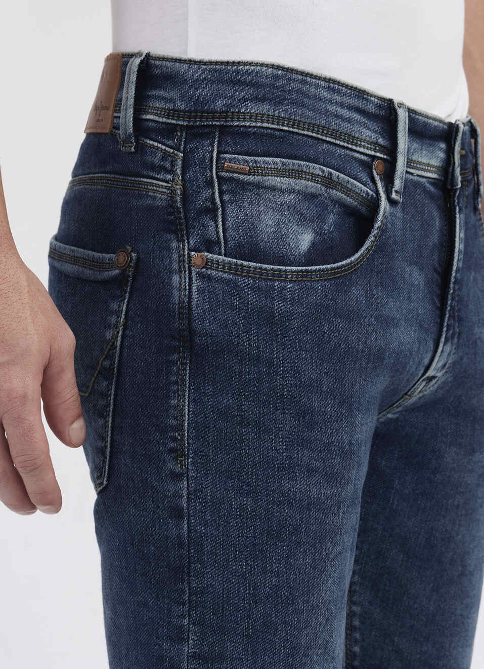 Men Blue Mid Rise Slim Powerflex Jeans, , large image number 4