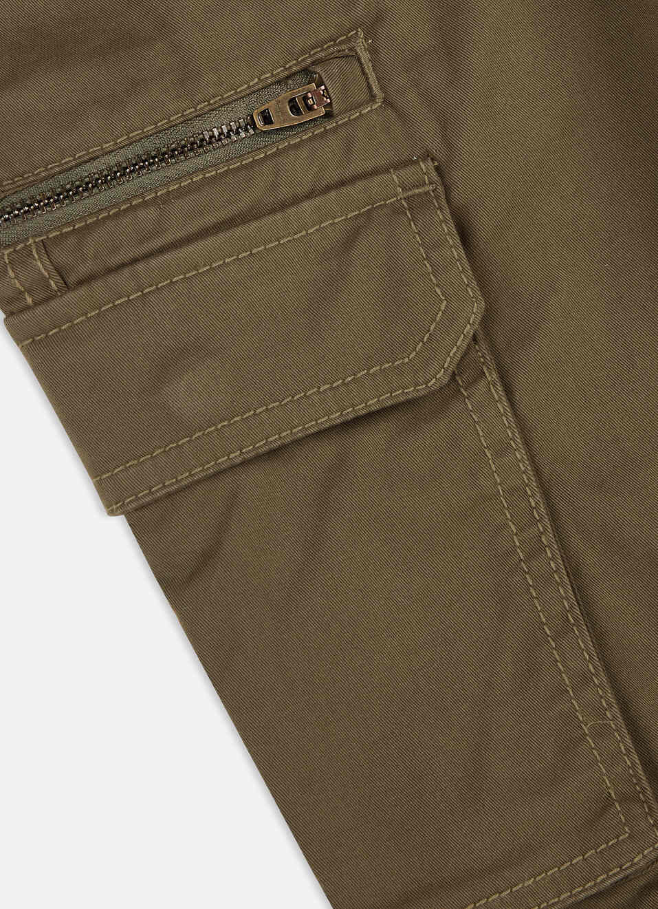 Boys Olive Mid Rise Utility Stretch Cargo Pants, , large image number 2