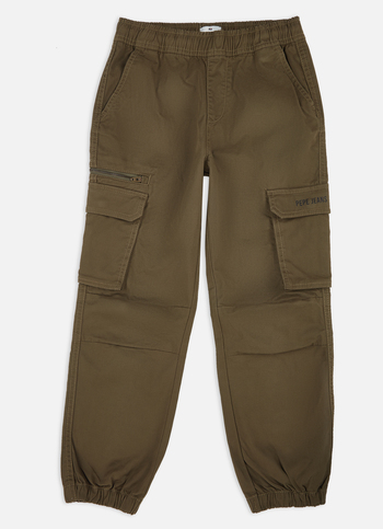 Boys Olive Mid Rise Utility Stretch Cargo Pants