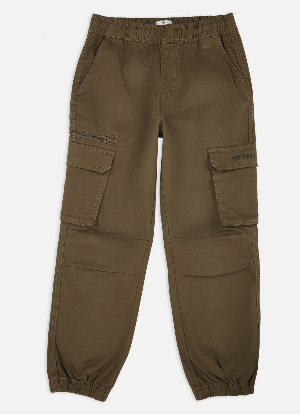 Boys Olive Mid Rise Utility Stretch Cargo Pants, , large image number 0