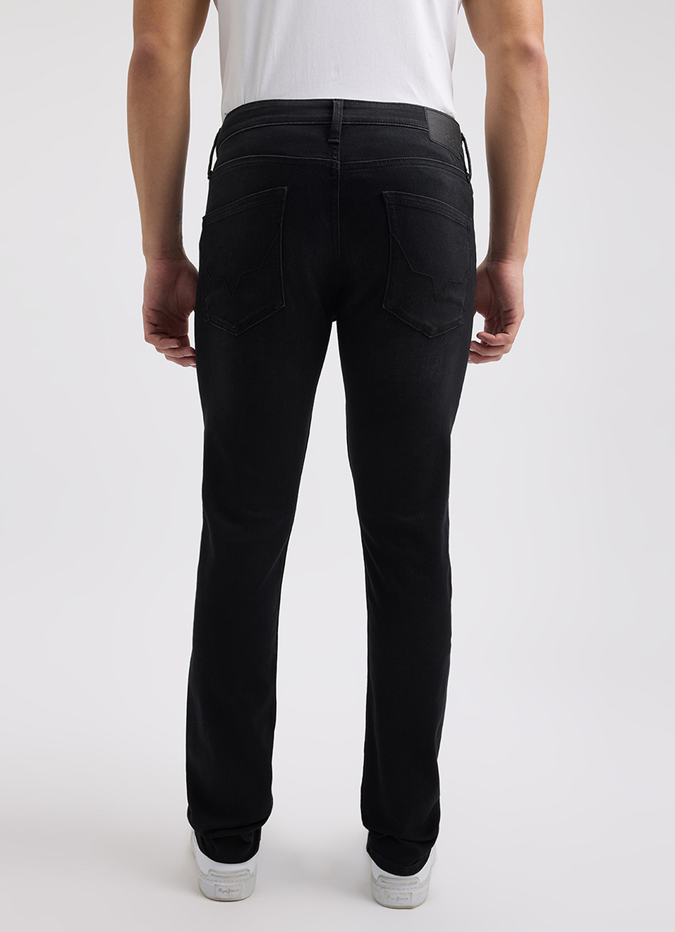 Men Black Slim Fit Mid Rise Whiskers Jeans , , large image number 3