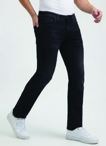 Men Black Slim Fit Mid Rise Whiskers Jeans 