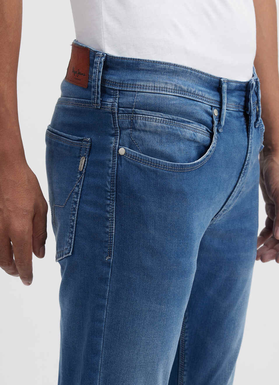 Men Blue Mid Rise Tapered Gymindigo Jogger Like Jeans, , large image number 4