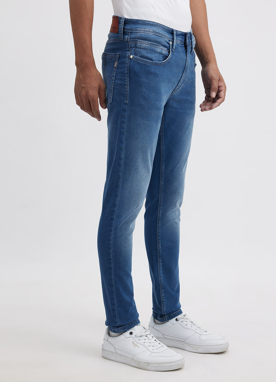 Men Blue Mid Rise Tapered Gymindigo Jogger Like Jeans, , large image number 5