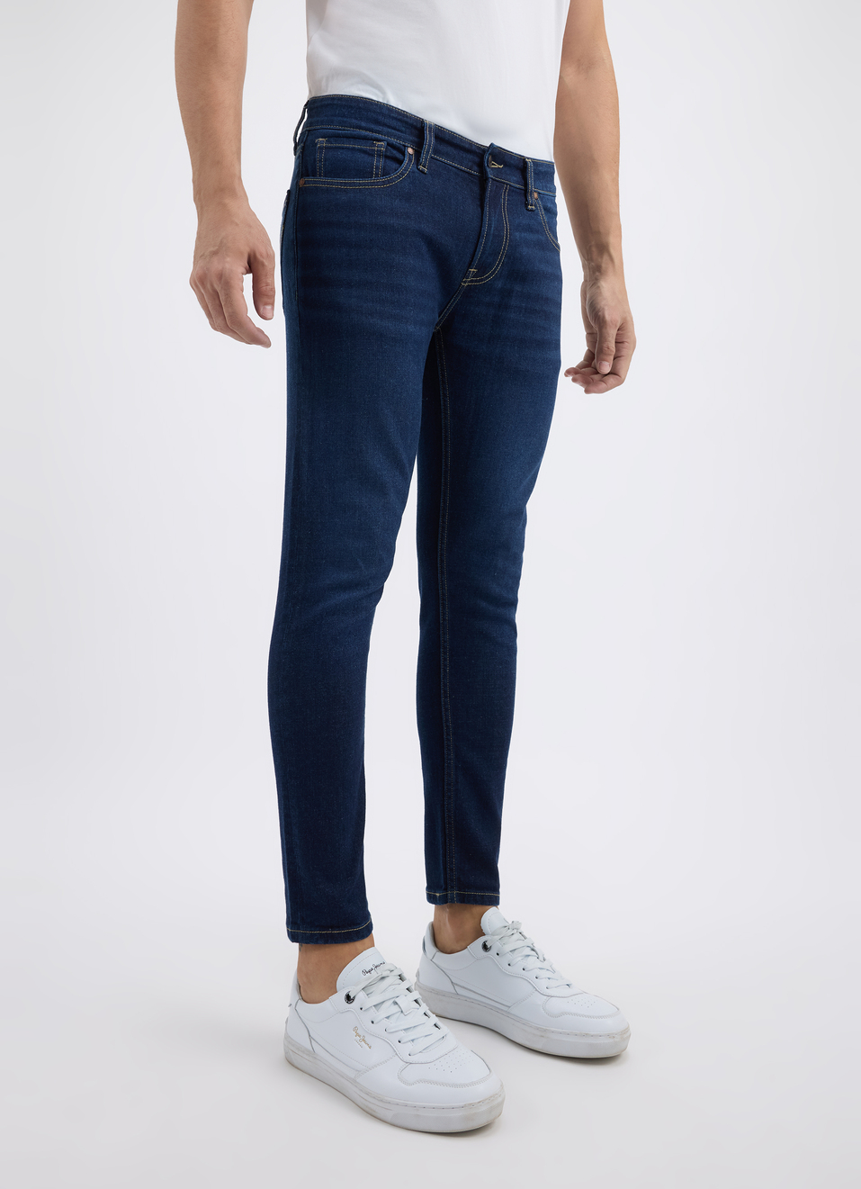 Men Dark Blue Skinny Fit Mid Rise Jeans , , large image number 3