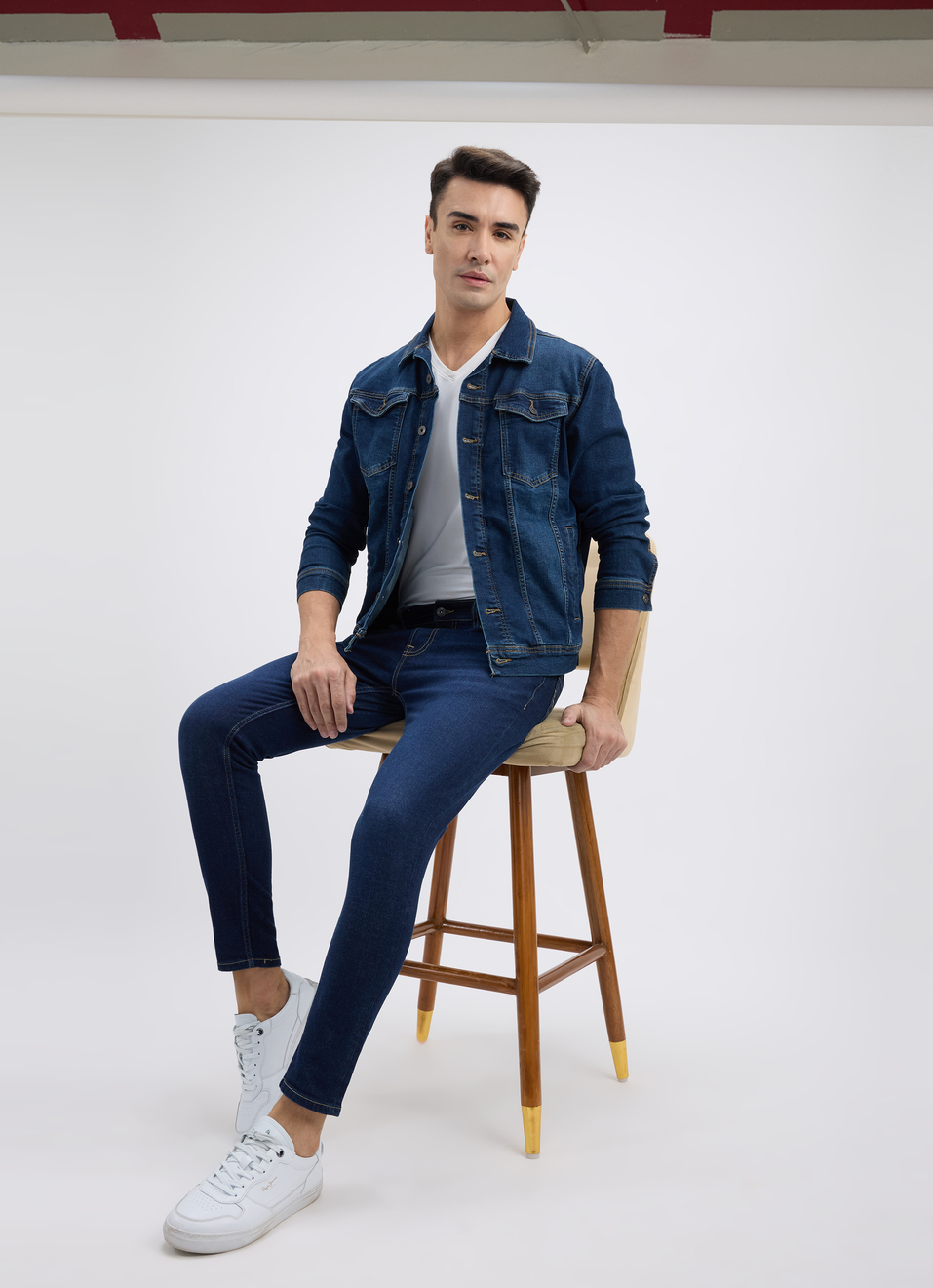 Men Dark Blue Skinny Fit Mid Rise Jeans , , large image number 5