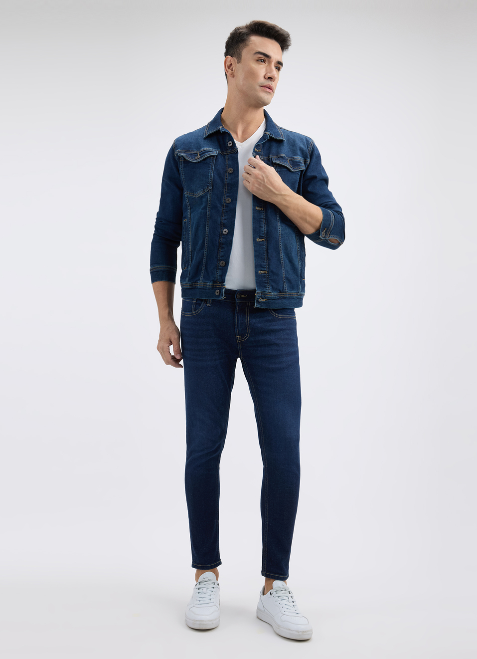 Men Dark Blue Skinny Fit Mid Rise Jeans , , large image number 0