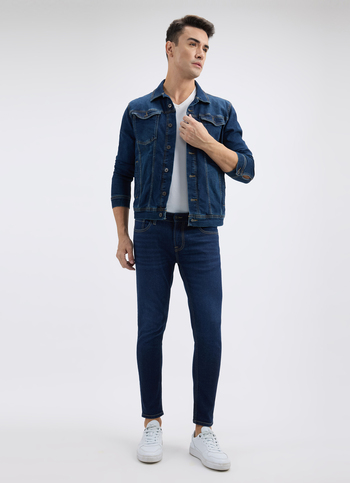 Men Dark Blue Skinny Fit Mid Rise Jeans 