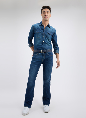 Men Blue Bootcut Fit Mid Rise Jeans 