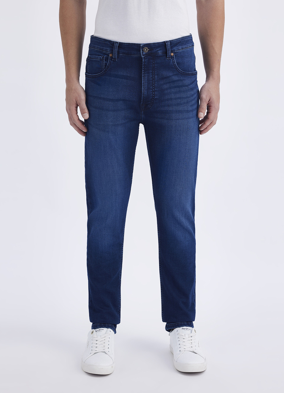Men Blue Mid Rise Slim Gymindigo Jogger Like Jeans, , large image number 1