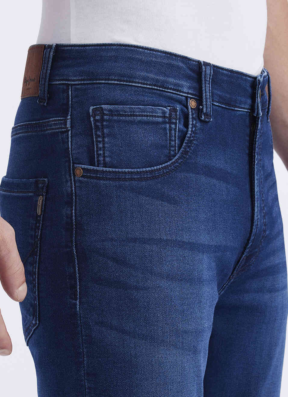 Men Blue Mid Rise Slim Gymindigo Jogger Like Jeans, , large image number 3