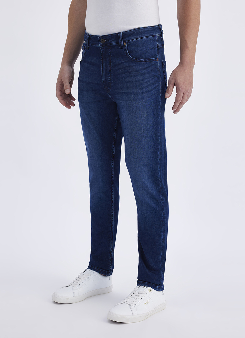 Men Blue Mid Rise Slim Gymindigo Jogger Like Jeans, , large image number 5