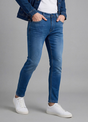 Men Blue Mid Rise Skinny Ankle Length Gymindigo Jogger Like Jeans