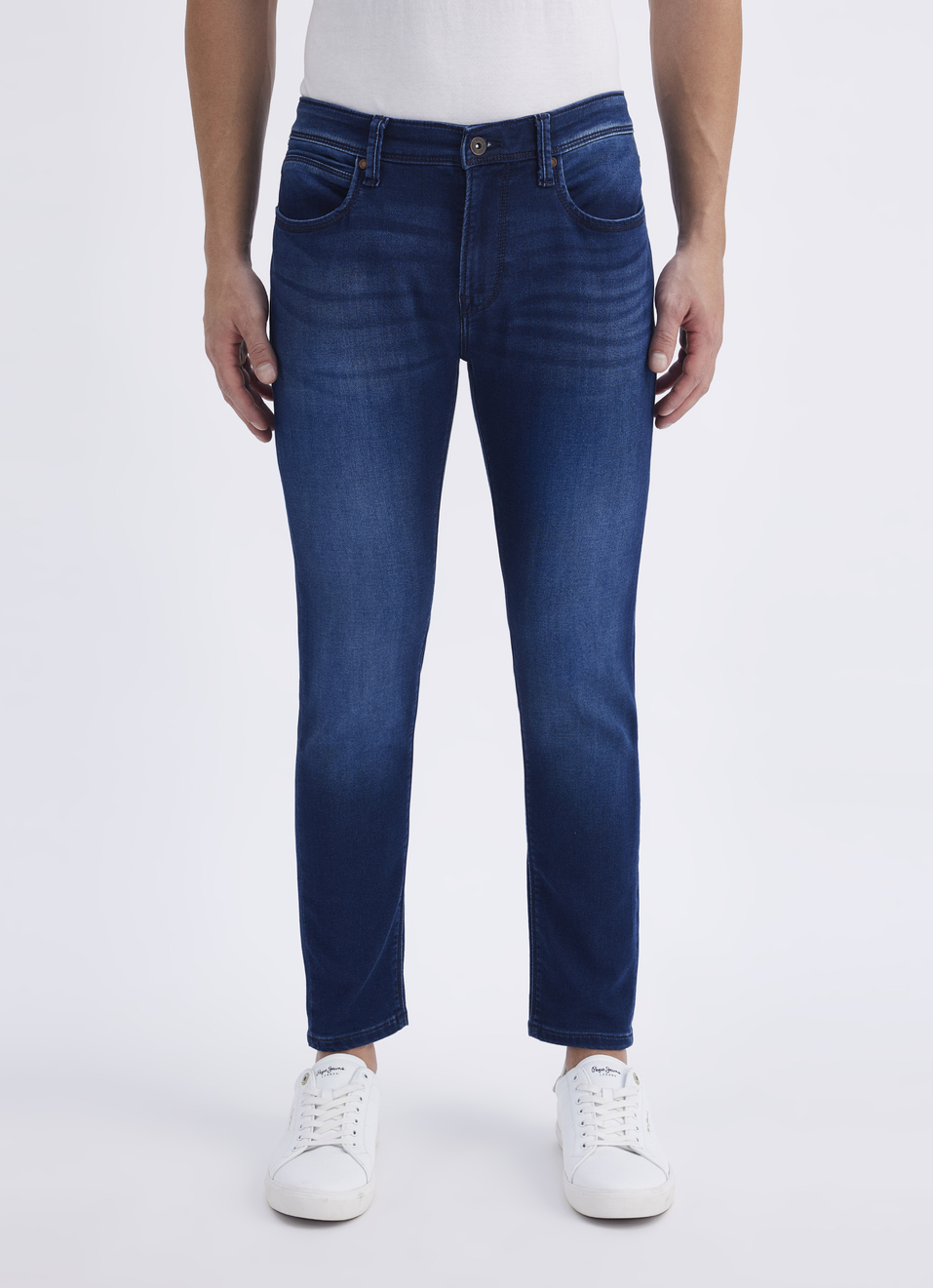 Men Blue Skinny Fit Mid Rise Jogger Like Jeans, , large image number 1