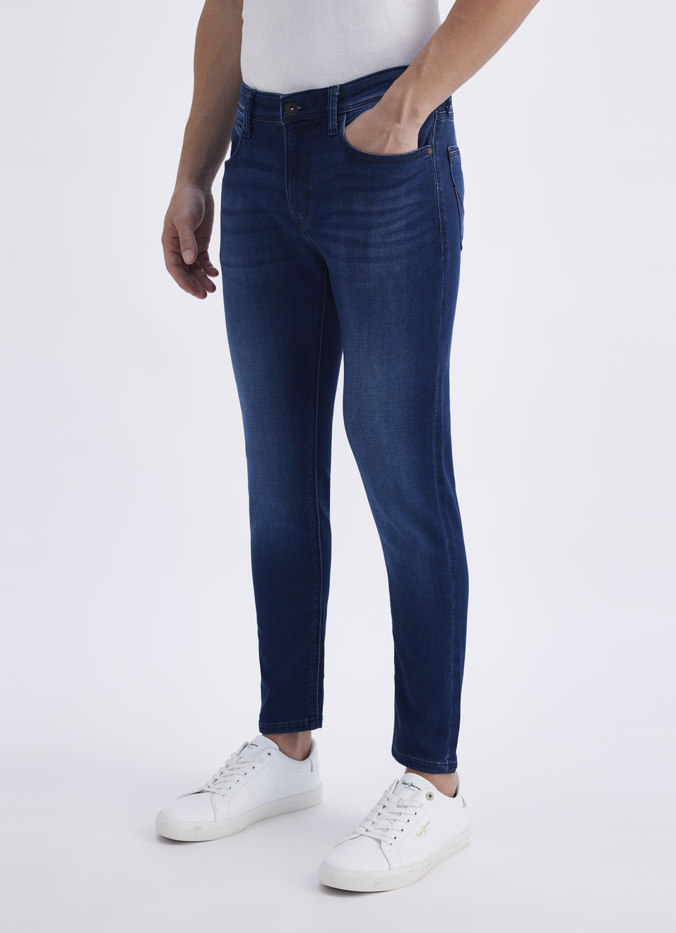 Men Blue Skinny Fit Mid Rise Jogger Like Jeans, , large image number 3