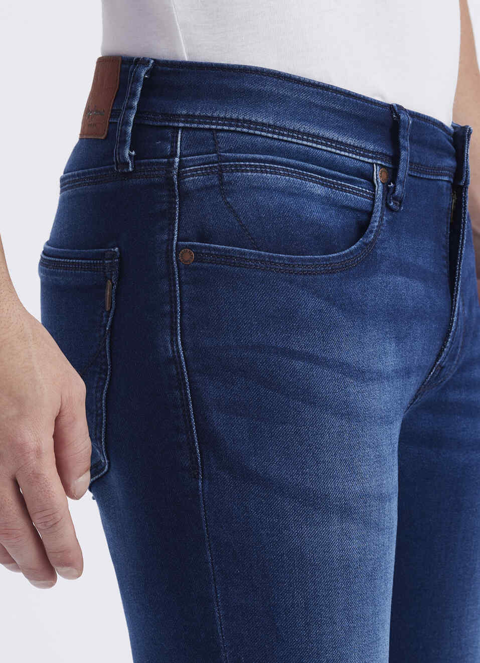 Men Blue Skinny Fit Mid Rise Jogger Like Jeans, , large image number 4