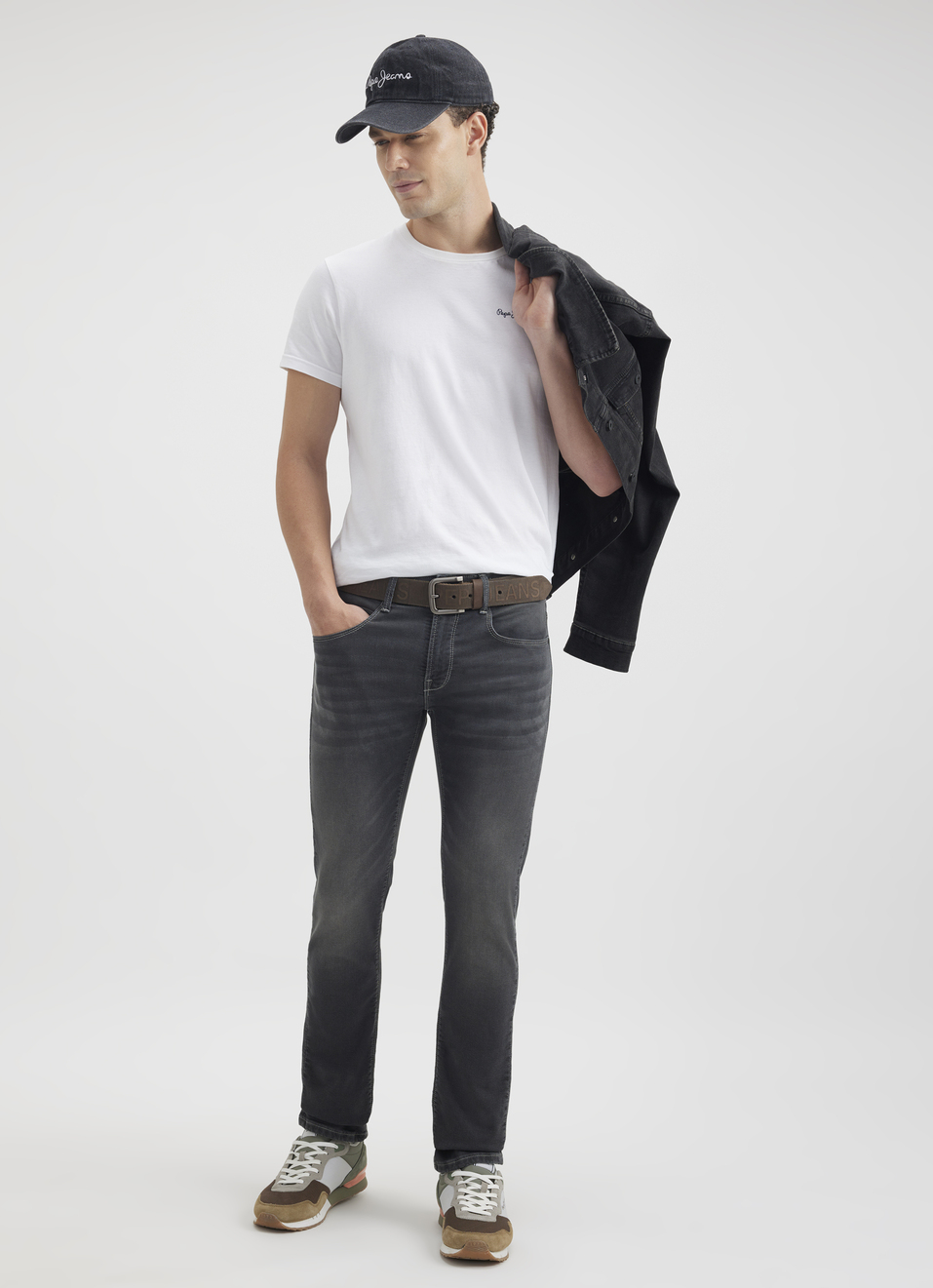 Men Black Mid Rise Slim Powerflex Jeans, , large image number 0