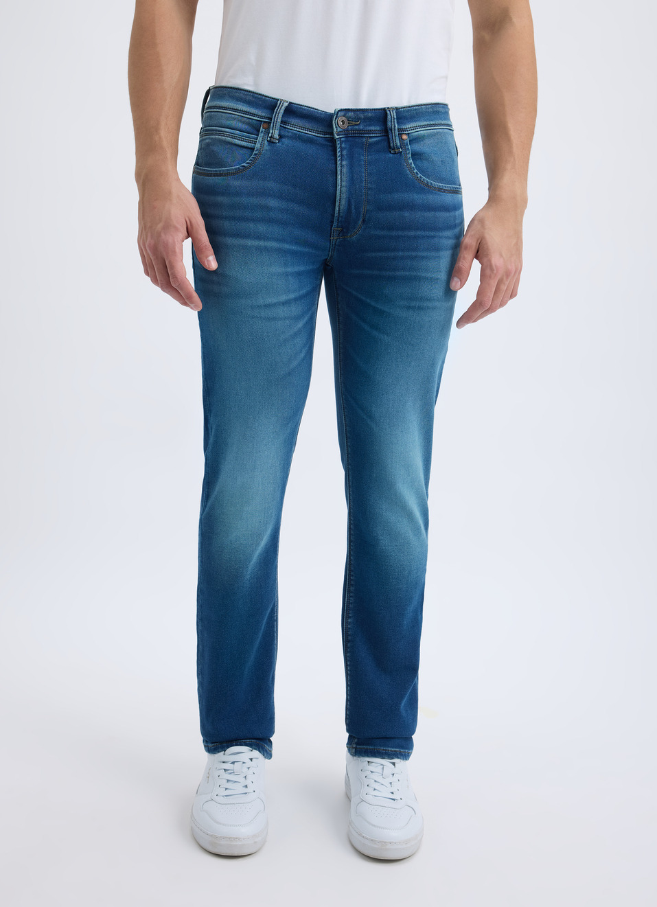 Men Green Tint Mid Rise Slim Gymindigo Jogger Like Jeans, , large image number 1