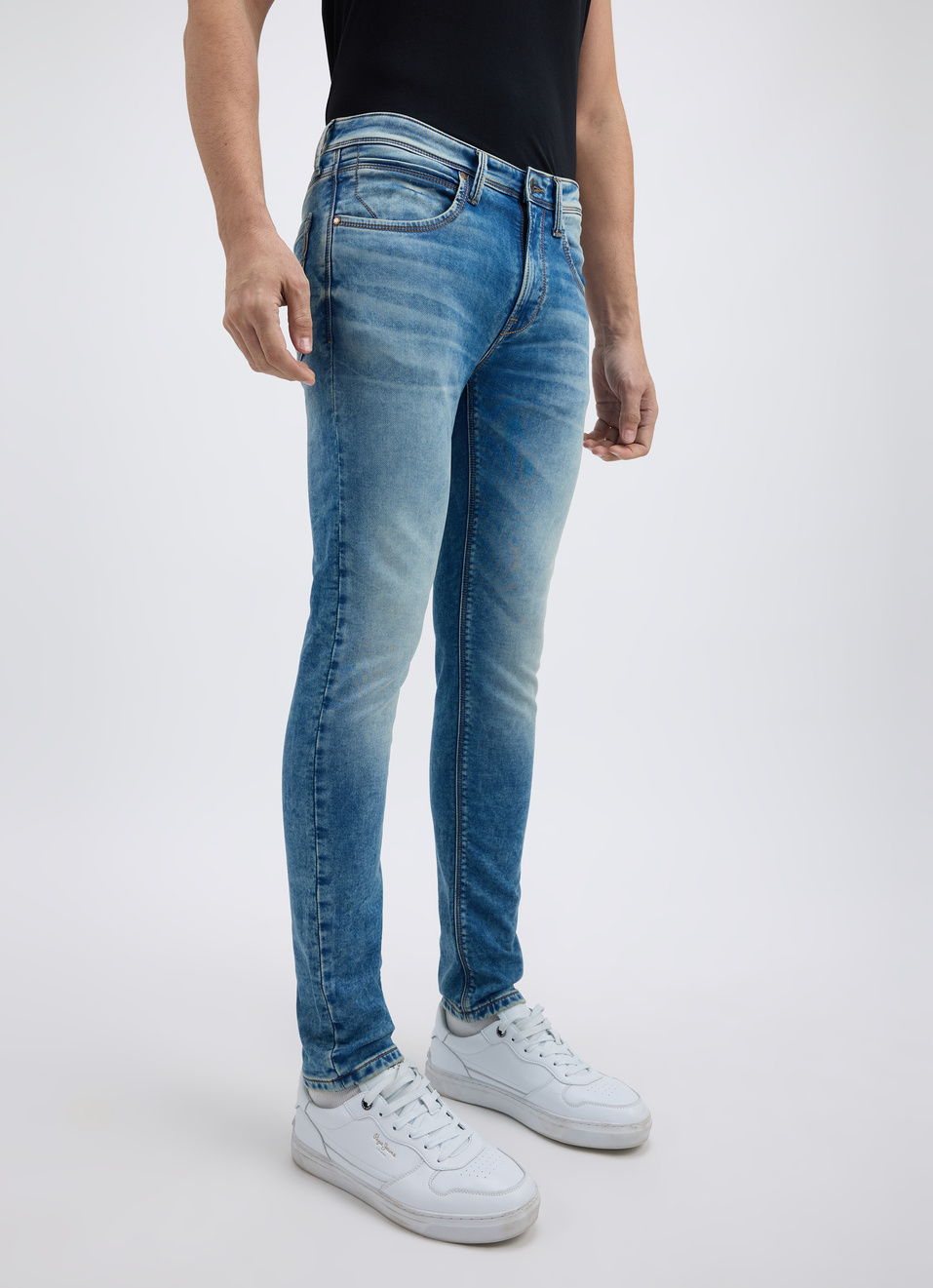 Men Blue Mid Rise Tapered Gymindigo Jogger Like Jeans, , large image number 3