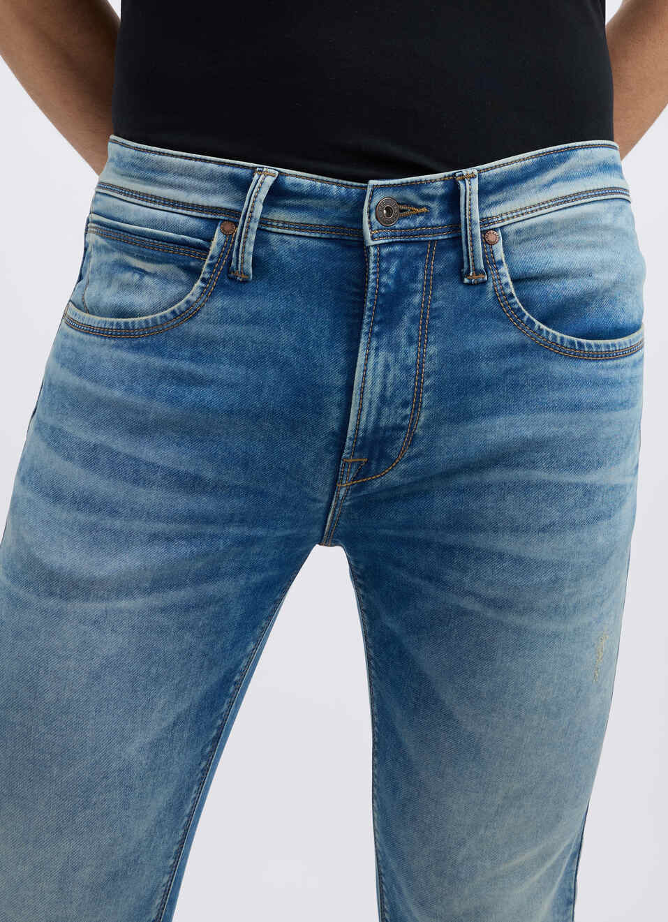 Men Blue Mid Rise Tapered Gymindigo Jogger Like Jeans, , large image number 4