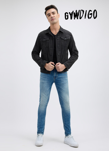 Men Blue Mid Rise Tapered Gymindigo Jogger Like Jeans