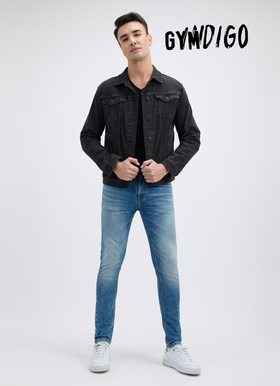 Men Blue Mid Rise Tapered Gymindigo Jogger Like Jeans, , large image number 0