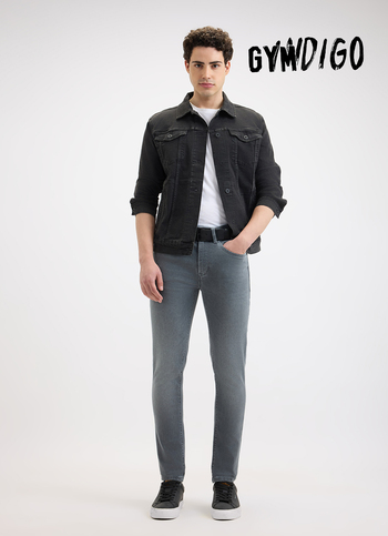 Men Grey Mid Rise Tapered Gymindigo Jogger Like Jeans