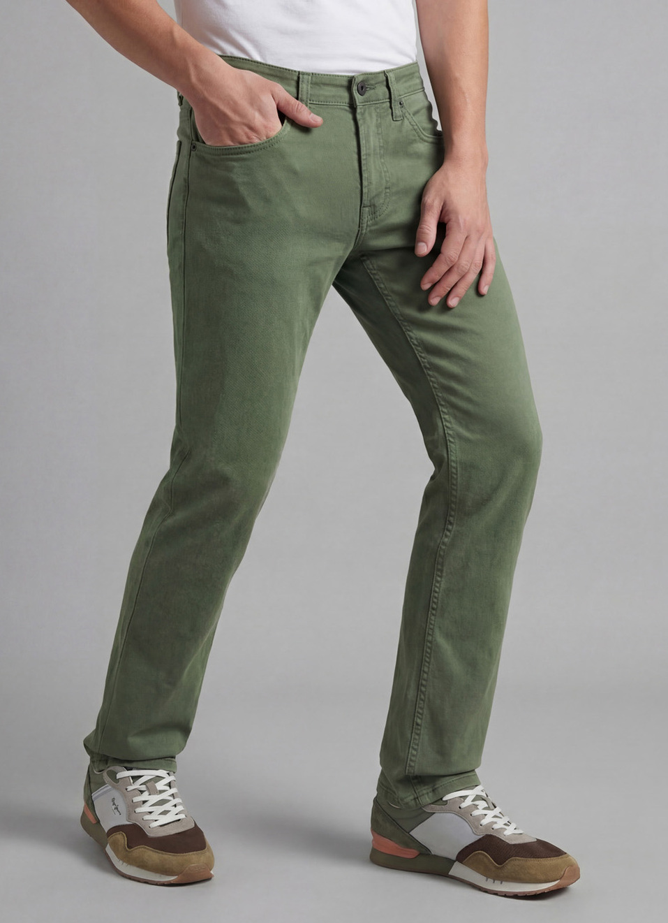 Men Green Straight Fit Mid Rise Jeans , , large image number 0