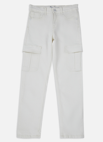 Boys Skater White Mid Rise Straight Leg Jeans