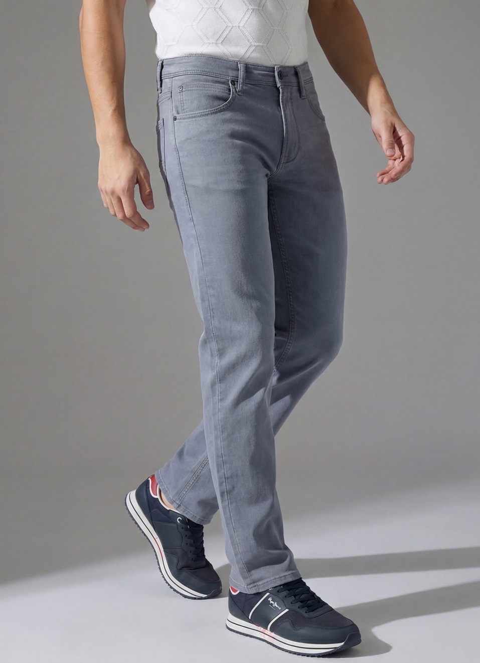 Men Grey Mid Rise Straight Gymindigo Jogger Like Jeans, , large image number 0