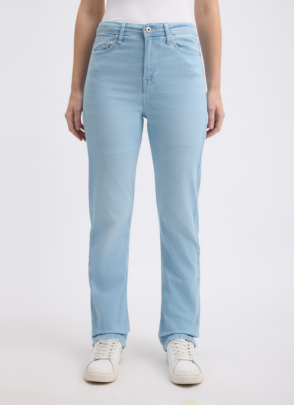 Women Light Blue Straight Fit High Rise Jeans , , large image number 1