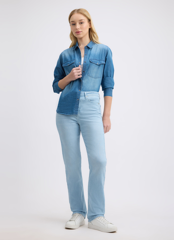 Women Light Blue Straight Fit High Rise Jeans 