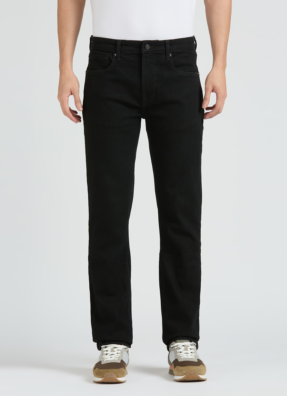 Holborne Black Mid Rise Straight Jeans, , large image number 5