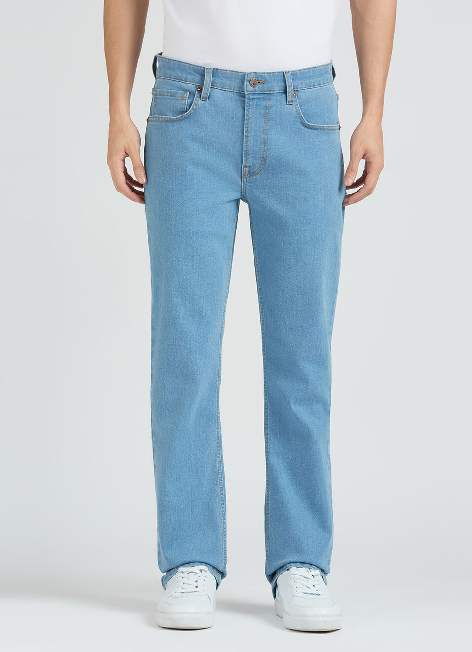 Holborne Blue Mid Rise Straight Jeans, , large image number 5