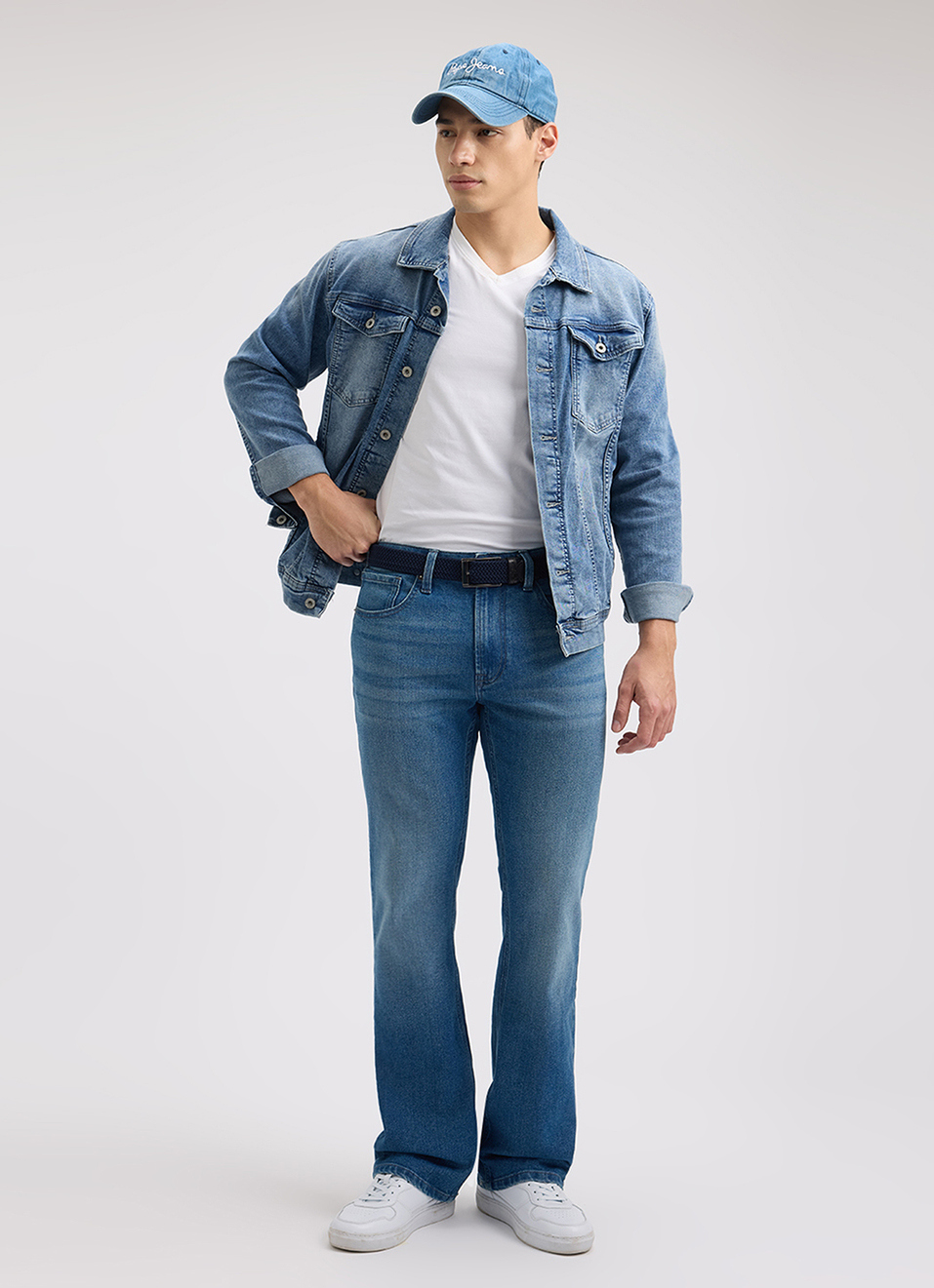 Men Blue Bootcut Fit Mid Rise Jeans, , large image number 6