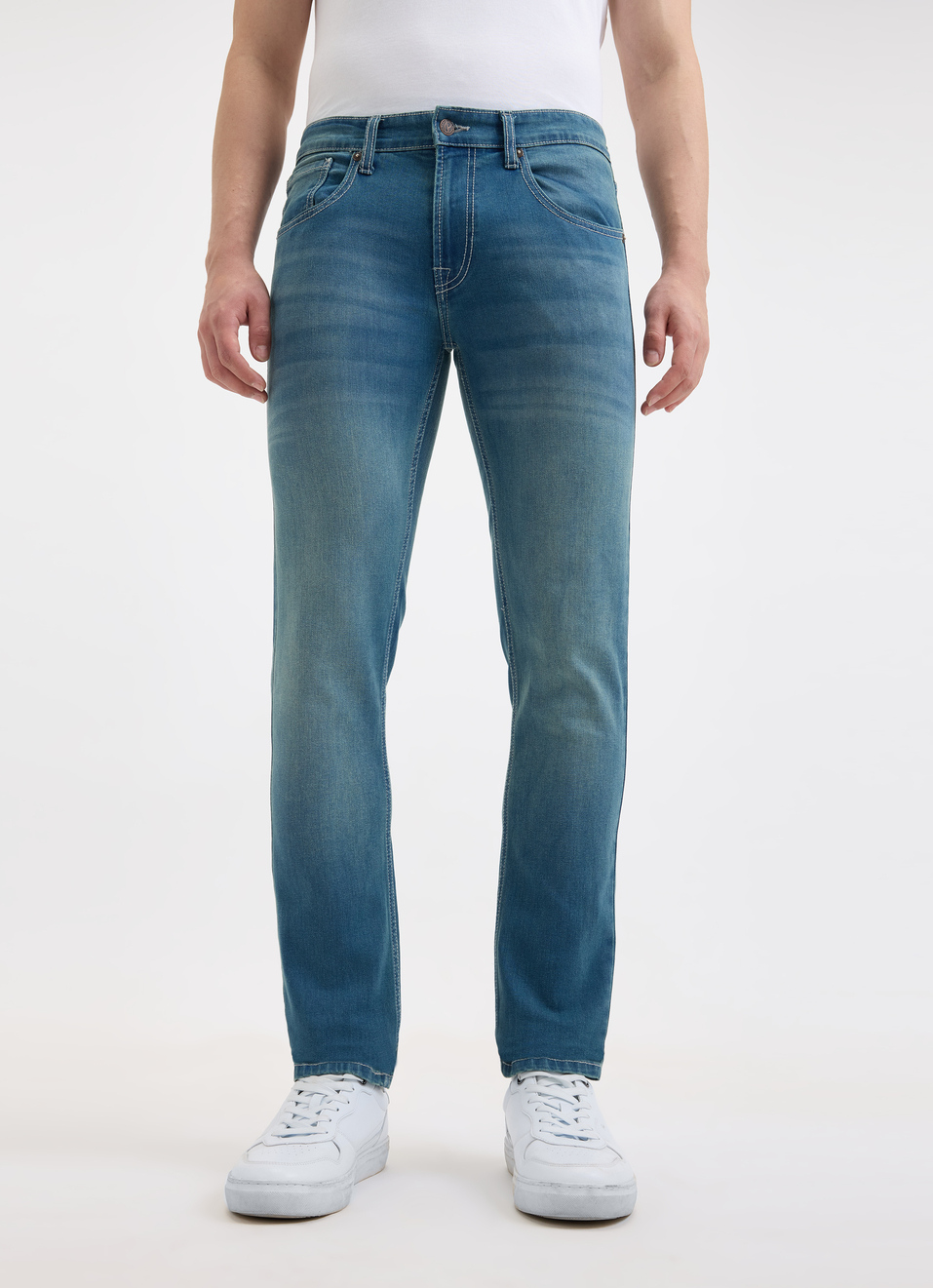 Men Blue Slim Fit Mid Rise Jeans , , large image number 1