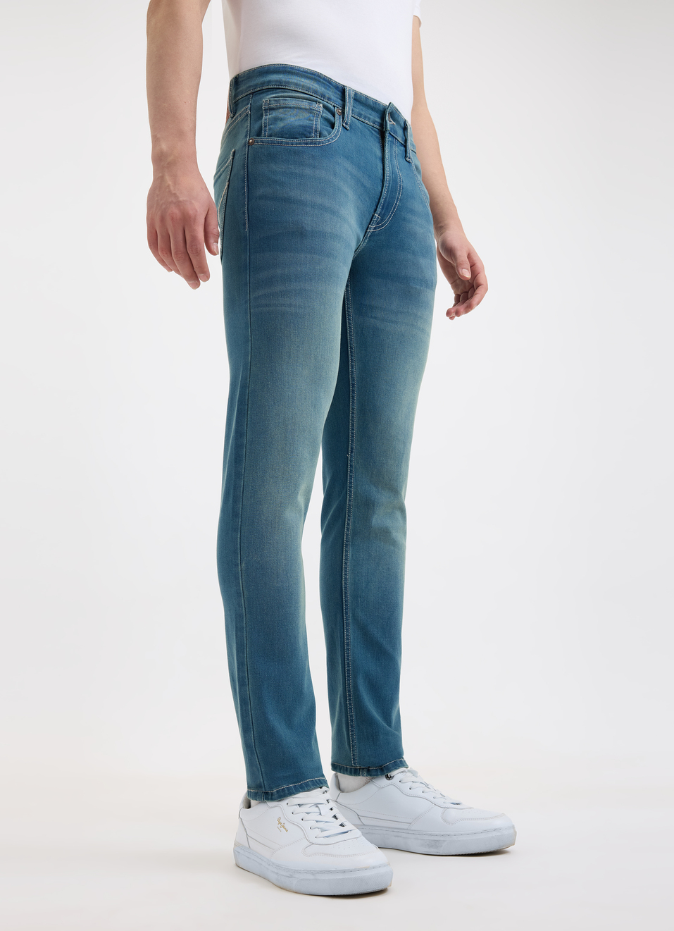 Men Blue Slim Fit Mid Rise Jeans , , large image number 3