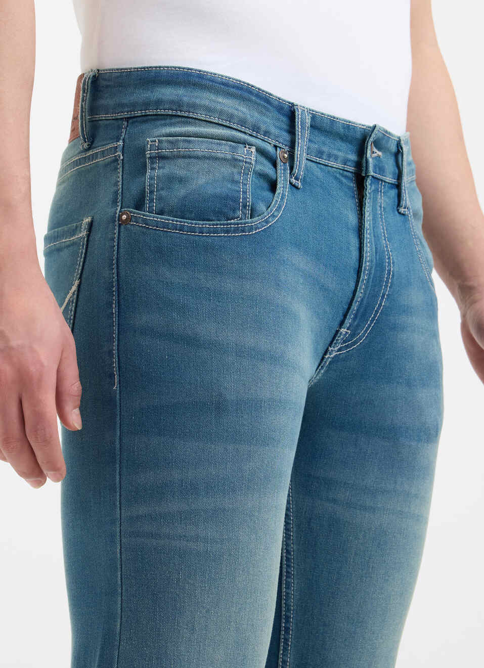 Men Blue Slim Fit Mid Rise Jeans , , large image number 4