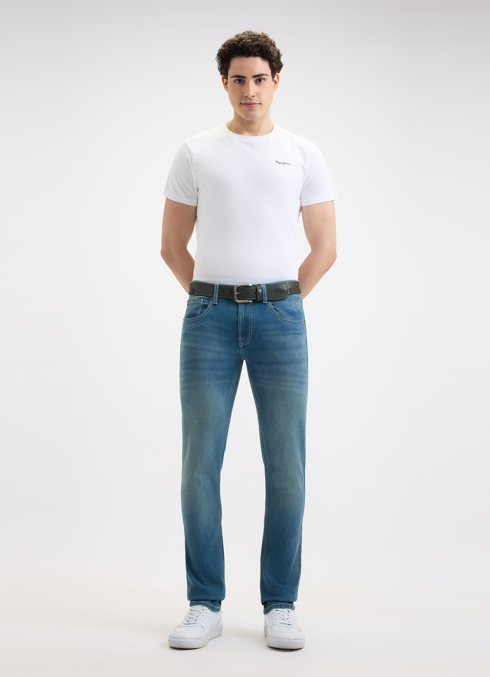 Men Blue Slim Fit Mid Rise Jeans , , large image number 5