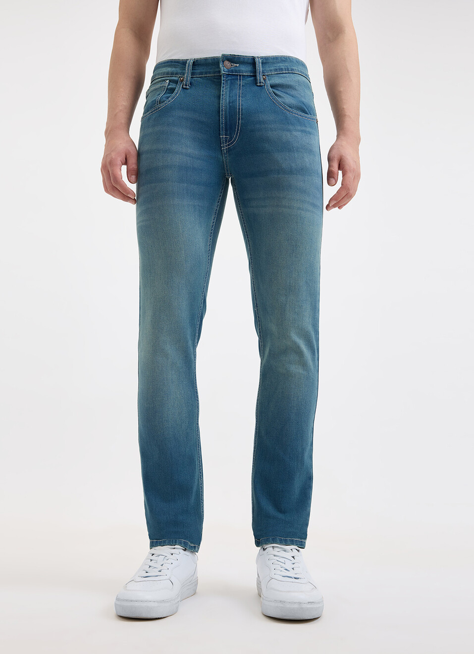 Men Blue Slim Fit Mid Rise Jeans, , large image number 5