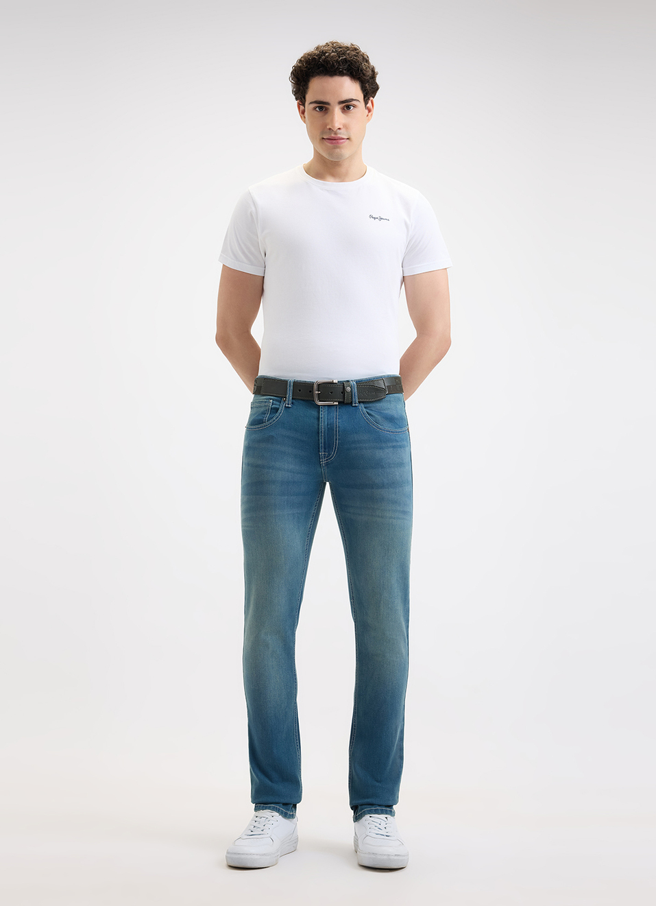 Men Blue Slim Fit Mid Rise Jeans, , large image number 6