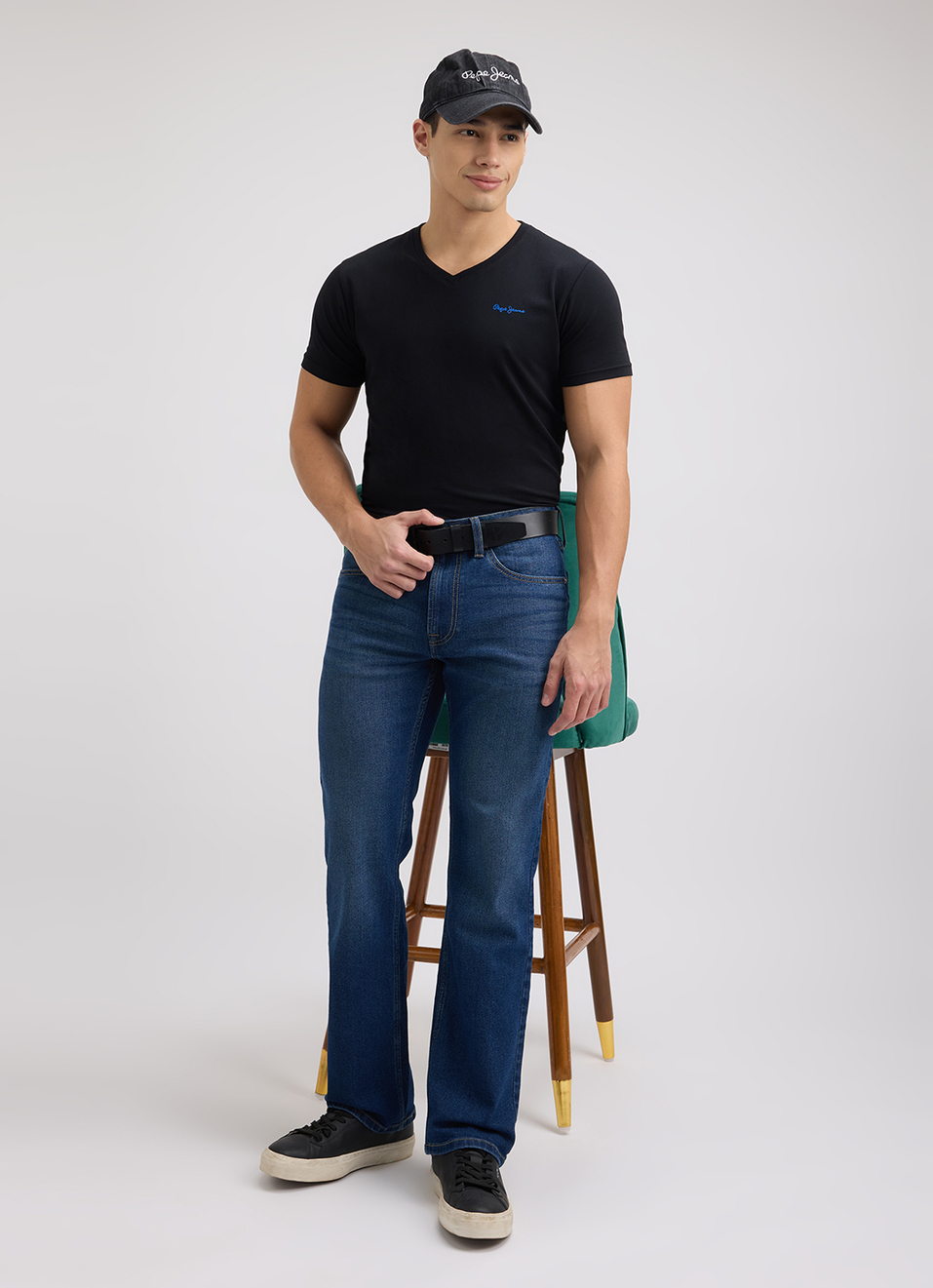 Men Blue Bootcut Fit Mid Rise Jeans , , large image number 1