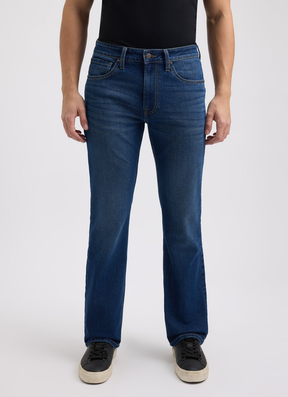Men Blue Bootcut Fit Mid Rise Jeans , , large image number 1