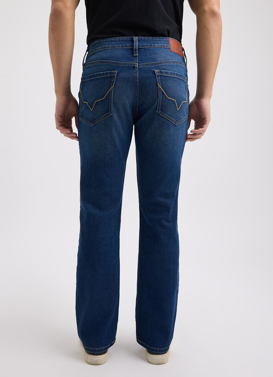 Men Blue Bootcut Fit Mid Rise Jeans , , large image number 3