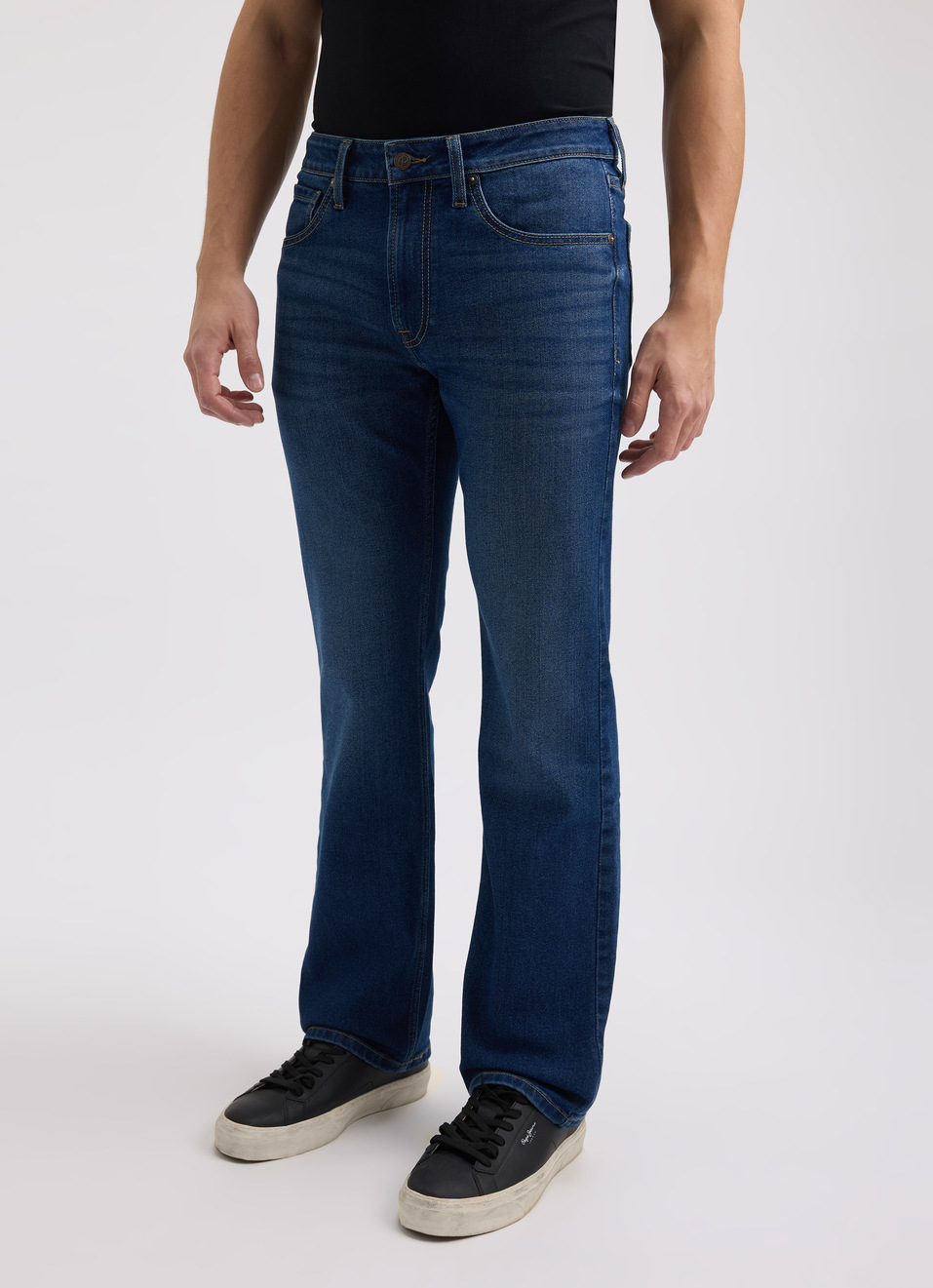 Men Blue Bootcut Fit Mid Rise Jeans , , large image number 3